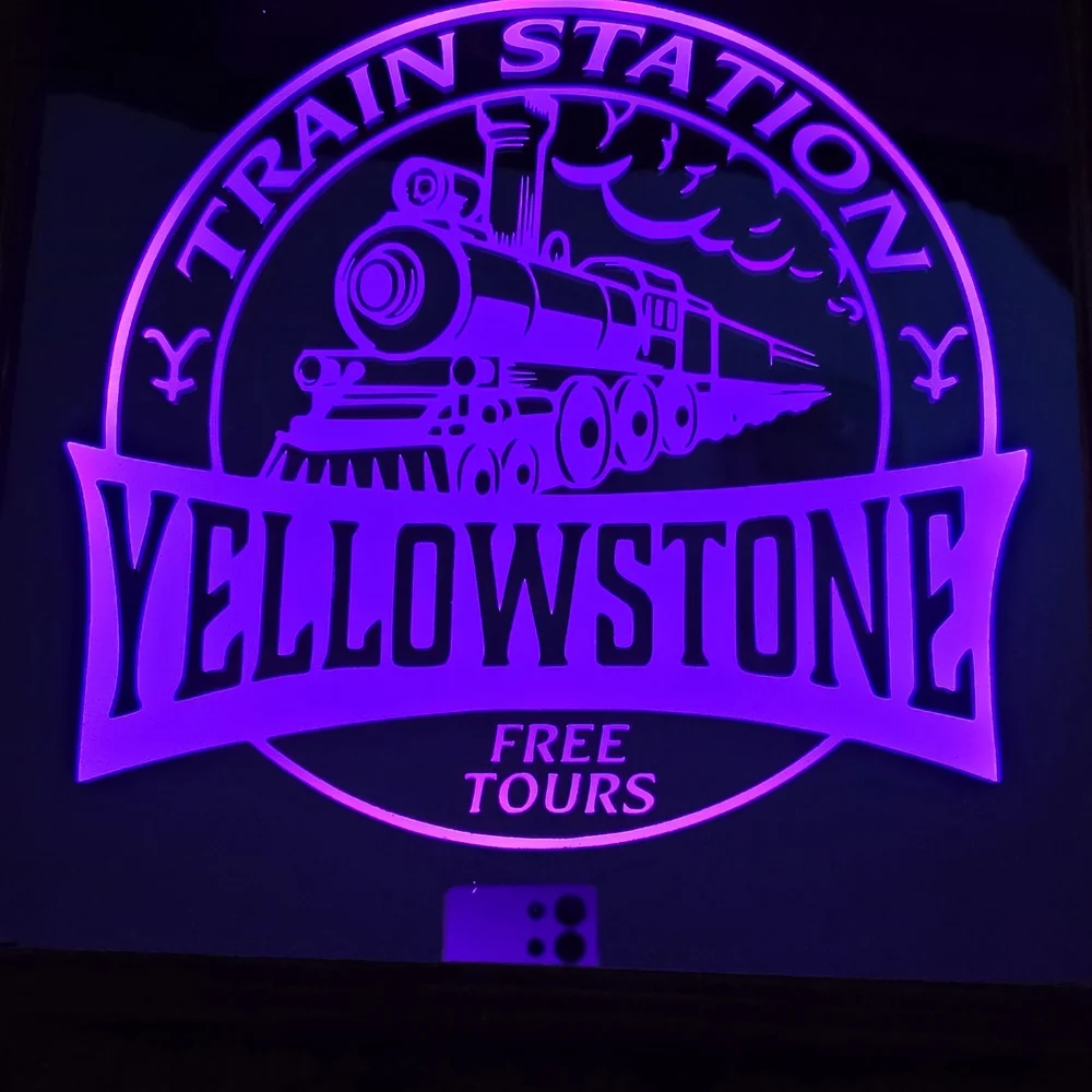 Train Station Illuminated Wall Sign - Blue